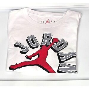 New Jordan Large Short Sleeve Shirt 6-7‎ YRS Red White Grey